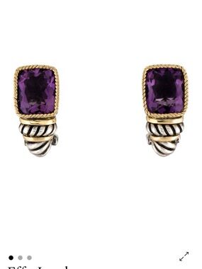 Effy Purple Amethyst Two-Tone Rope-Detail Drop Earrings
